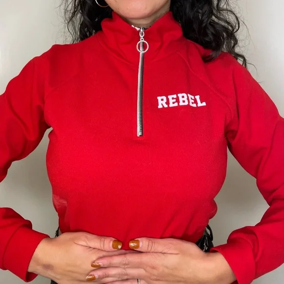 Fashion Nova Red Rebel Cropped Top Sweater - Picture 5 of 6